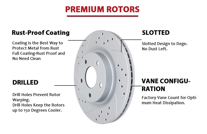 Fit for Nissan Rogue Front and Rear Brake Rotors Pads Kit Drilled Slotted Brakes gallery