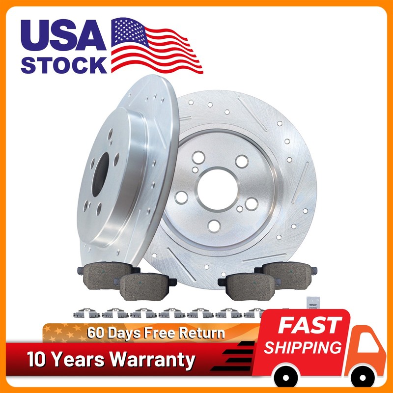 Rear Brake Disc Rotors Ceramic Pads Kit For Toyota Prius Prime Pontiac Vibe