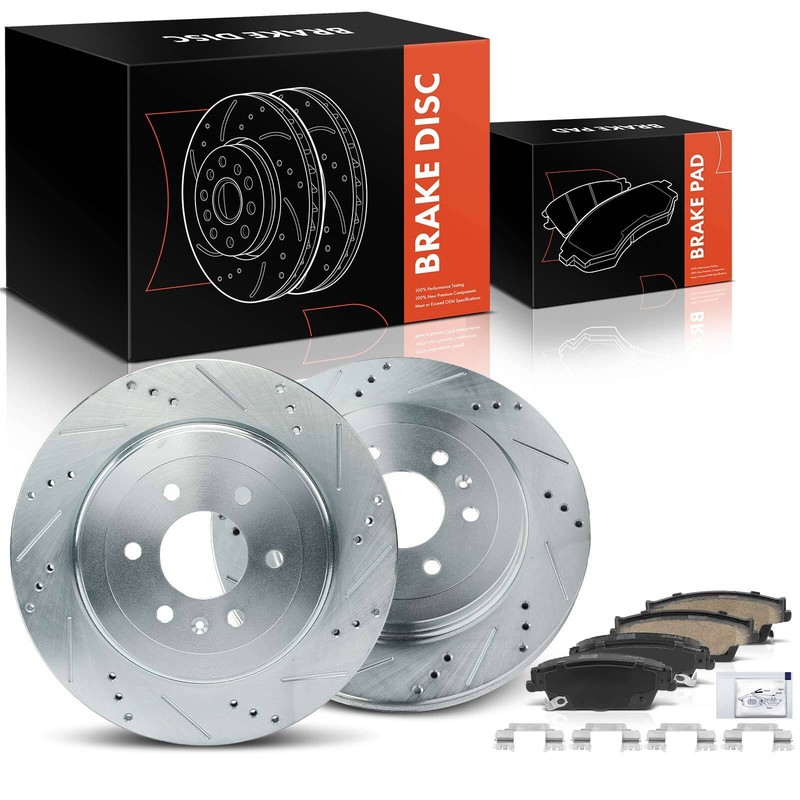6x Rear Drilled Brake Rotor & Ceramic Brake Pad for Cadillac SRX 2004 2005-2009
