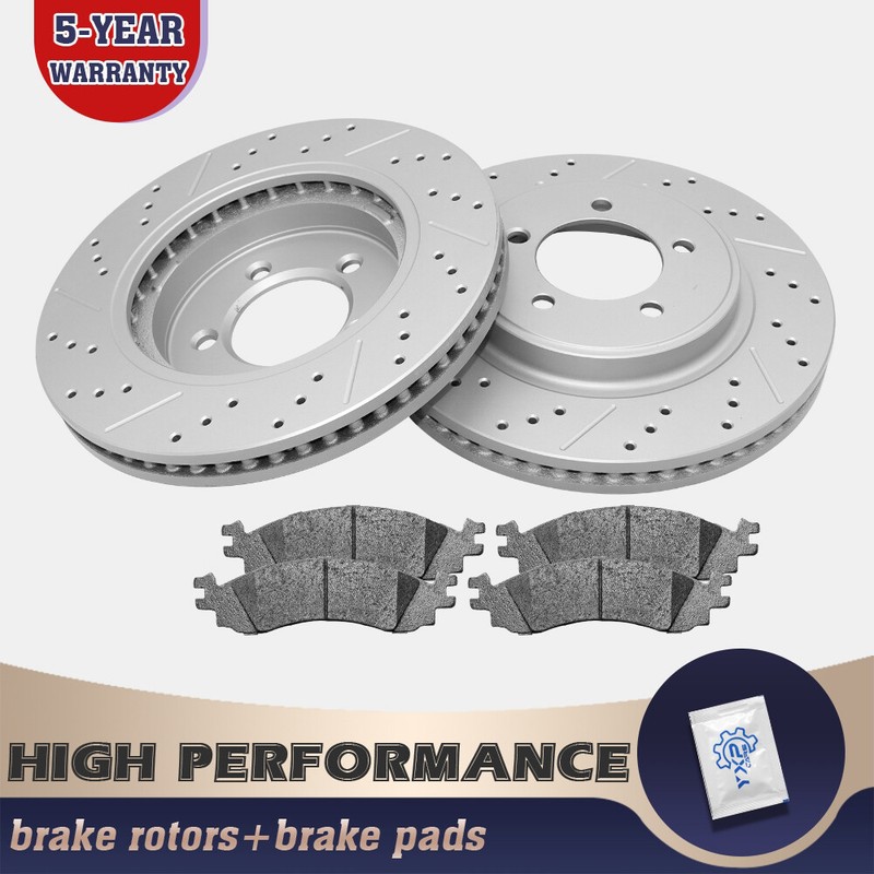 Front Disc Rotors + Ceramic Brake Pads for Ford Explorer Mercury Mountaineer