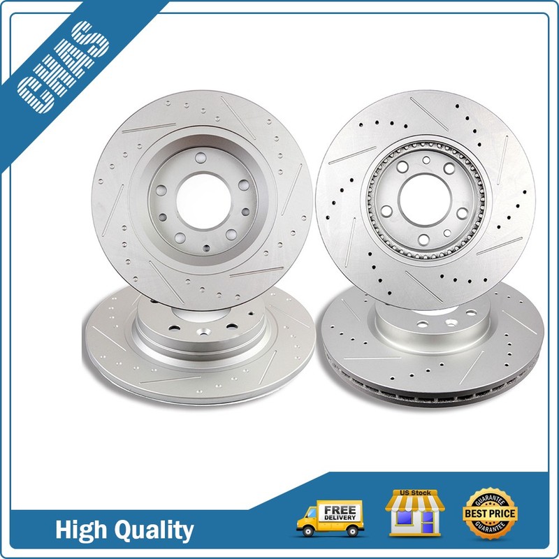 Front Rear Slotted Brake Rotors For 2006-2013 Ford Fusion Lincoln Mazda Mercury