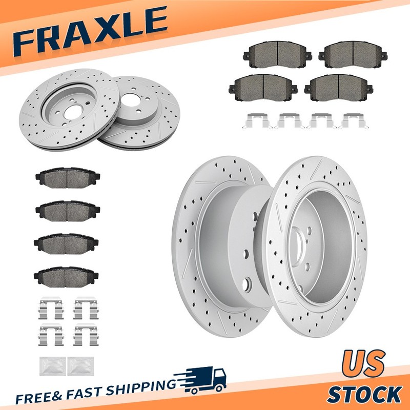 Front and Rear Disc Drilled Rotors + Ceramic Pads for 2017-2023 Subaru Impreza