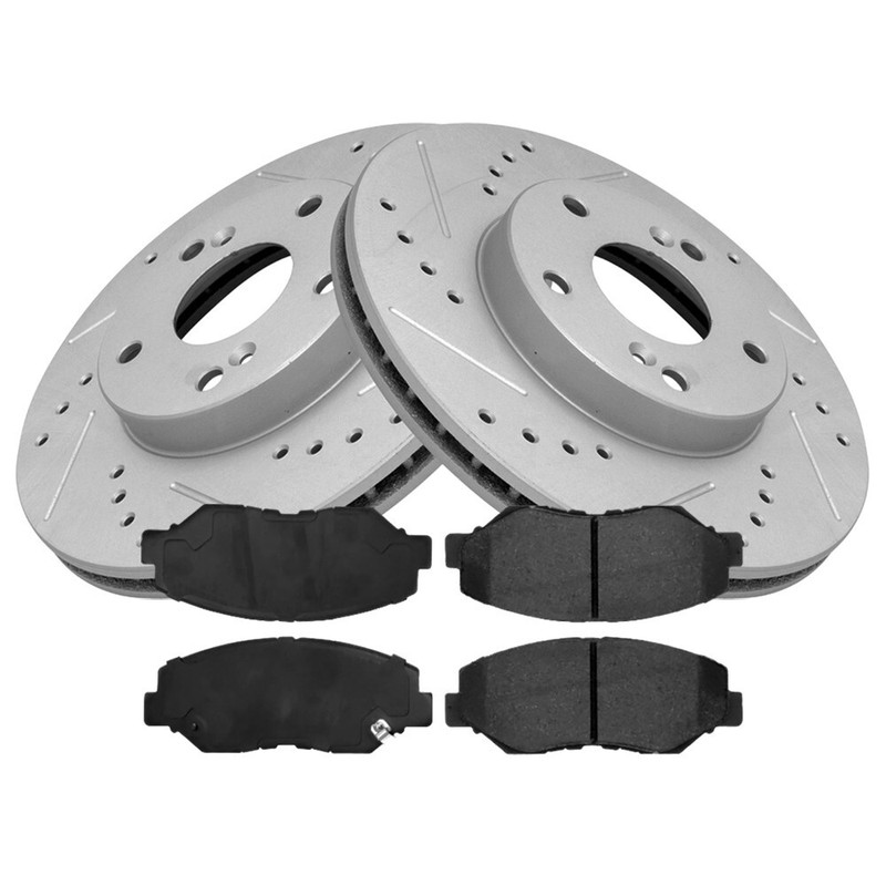 Front Drilled-Slotted Brake Rotors & Ceramic Pads for Honda Civic; Acura ILX