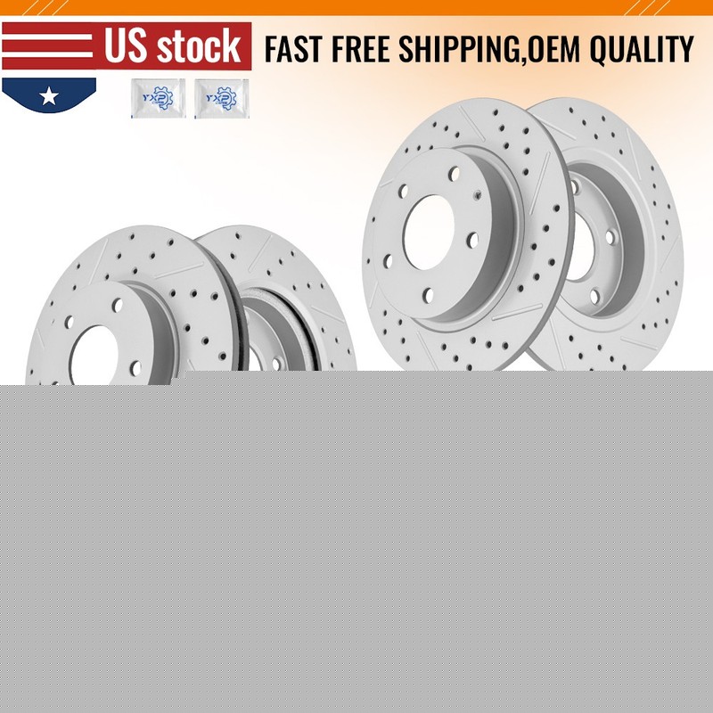 Front Rear Drilled Brake Rotors + Brake Pads for 2014-2018 Mazda 3 Sport Mexico