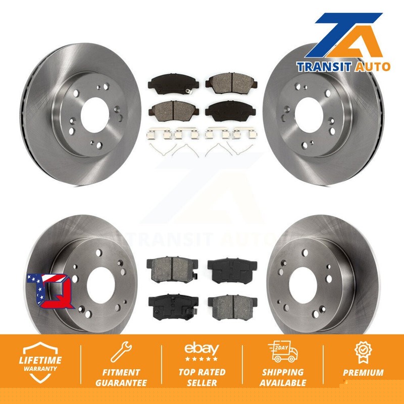 Disc Brake Rotors And Semi-Metallic Pad Front Rear Kit For Honda Civic Acura RSX