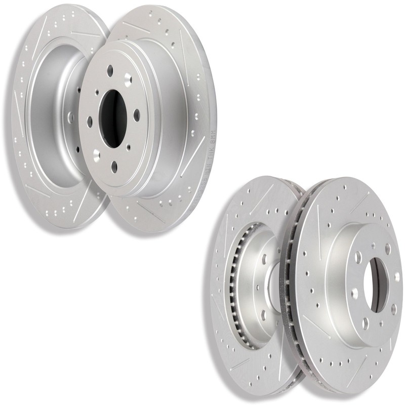 4x Front Rear Brake Rotors Discs Drilled Slotted For Front Rotors Measure 240mm