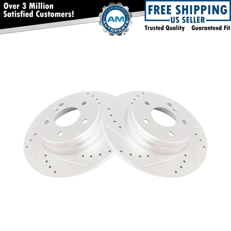 Performance Brake Rotor Drilled Slotted Rear Coated Pair for Mercedes
