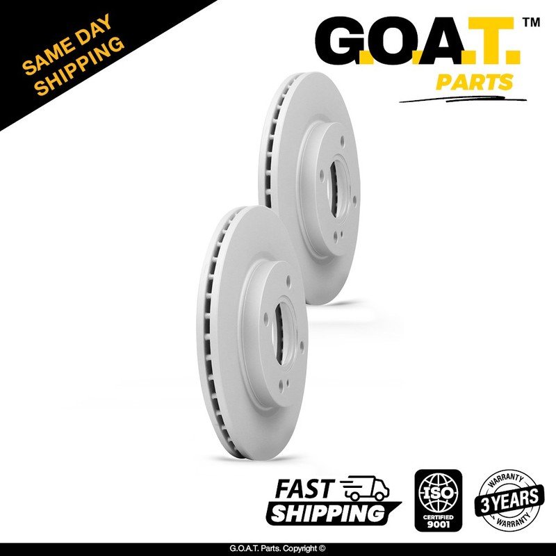2 PC Front Coated Vented Disc Brake Rotor for Ford Fiesta Ford Figo