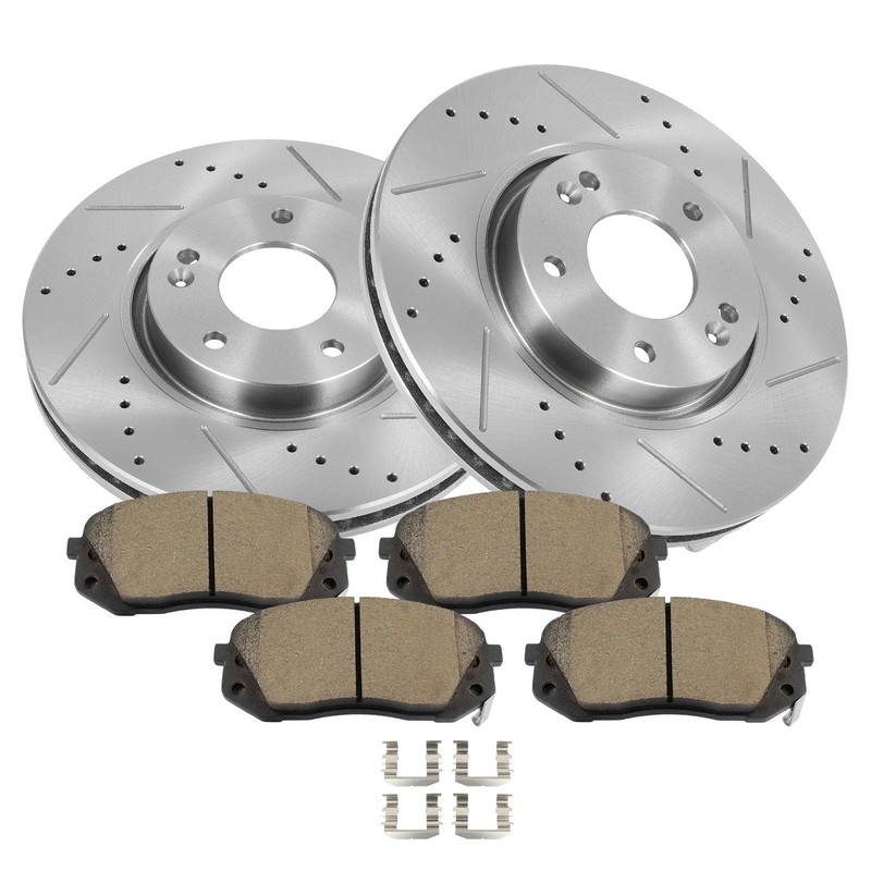 6X For Kia Sportage 2012 – 2015 2016 Front Slotted Brake Rotors Ceramic Pads