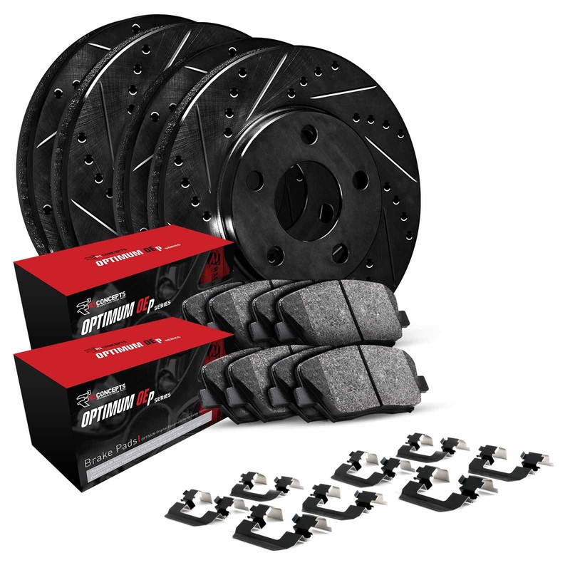 R1 Concepts Whuh2 20002 R1 Brake Rotors D S Black W Optimum Oe Pads Hdw