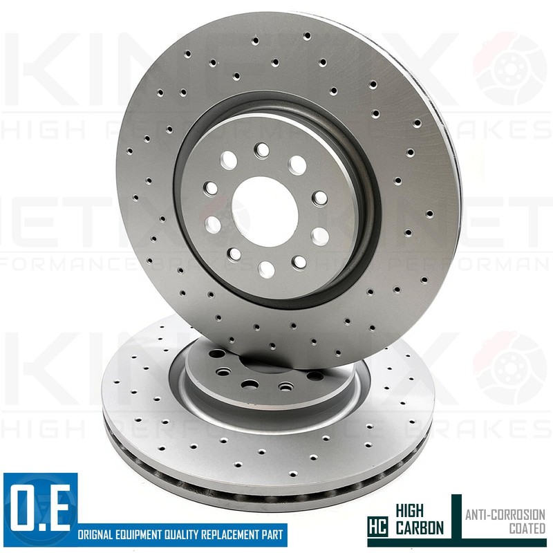 FOR MASERATI GHIBLI QUATTROPORTE DRILLED FRONT BRAKE DISCS PAIR 345mm *4 POT*