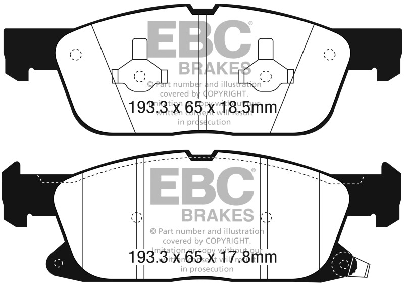 EBC Yellowstuff Brake Pads for Lincoln MKZ & Continental 2017-2018 – Front gallery