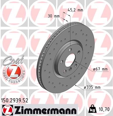 2x 150.2939.52 Zimmermann brake disc for BMW, Mini