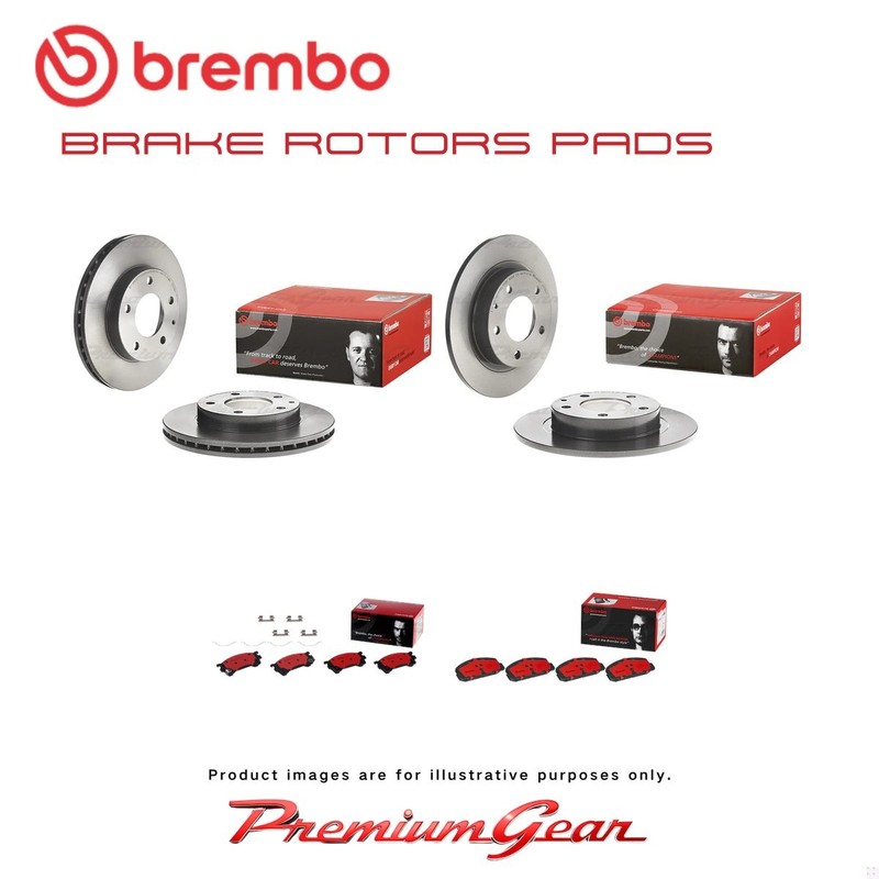 Front+Rear Brembo UV Coated Disc Rotors+NAO Brake Pads for Mazda 626 GE GF 92-02