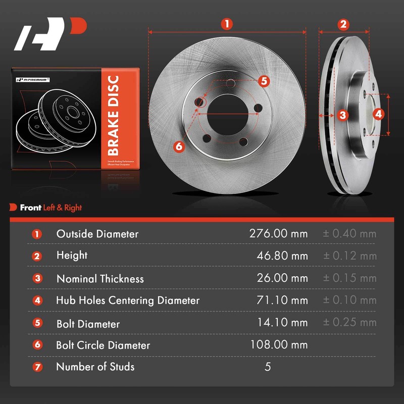 Disc Brake Rotors Front for Ford Taurus 94-00 Thunderbird Mercury Sable Lincoln gallery