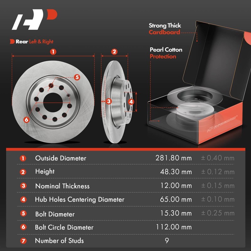 A-Premium Rear Disc Brake Rotors & Ceramic Pads for Volkswagen Jetta 2010 Passat gallery