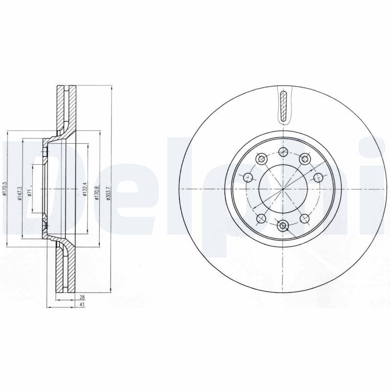 2X BG4083C DELPHI Brake Disc for Citroen, Fiat, Peugeot, Toyota