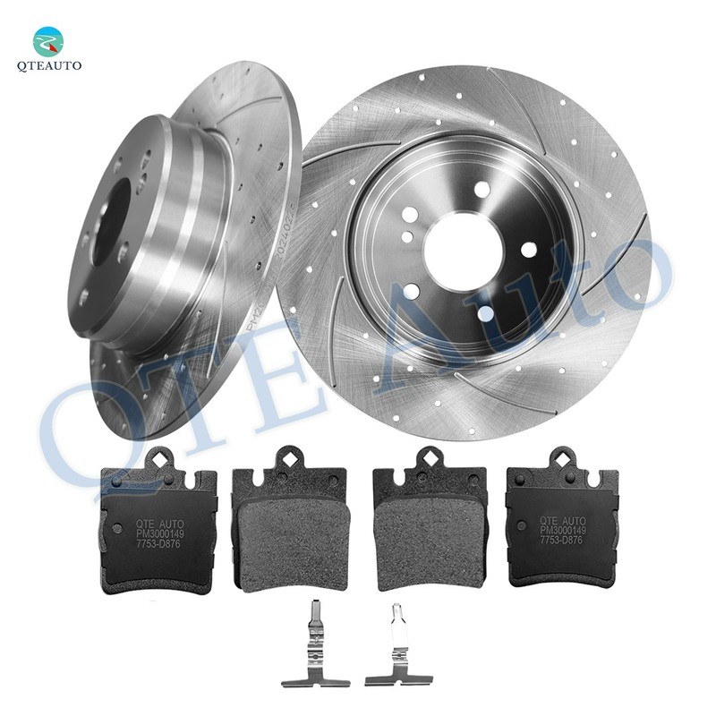 6 R 290 Drilled Brake Rotors-Ceramic Brake Pad To 2000-2003 Mercedes-Benz CLK430