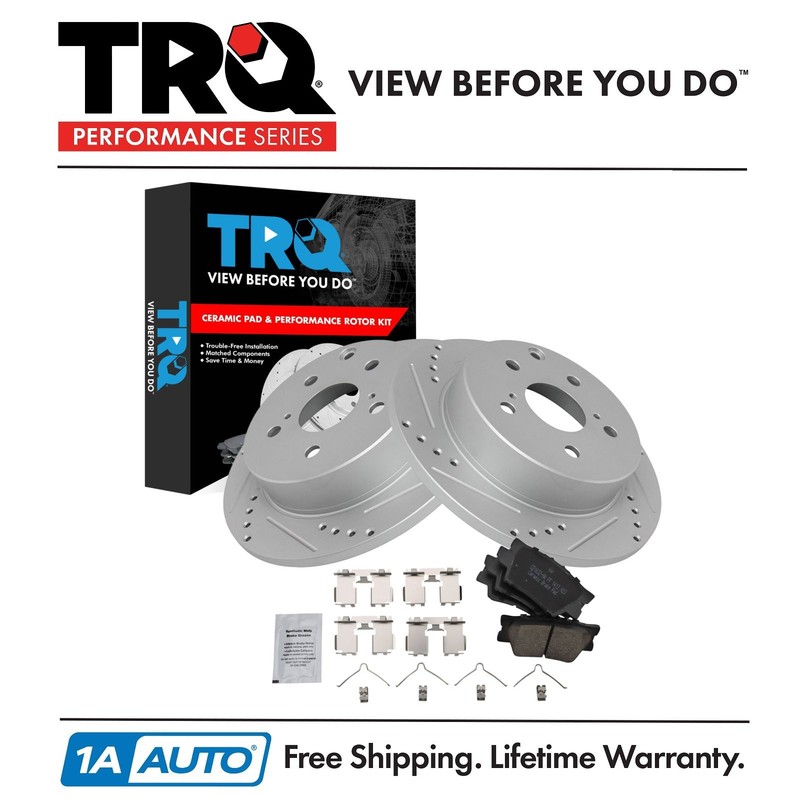 TRQ Performance Rear Brake Pad & Rotor Kit Performance Ceramic Fits Lexus Toyota