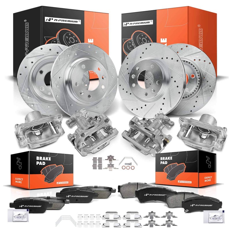 16x Front & Rear Disc Brake Rotor & Brake Pad + Brake Caliper for Lincoln Ford