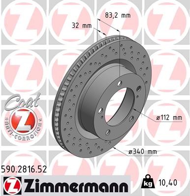 Zimmermann 590.2816.52 Brake Disc for Lexus, Toyota, Toyota (FAW)