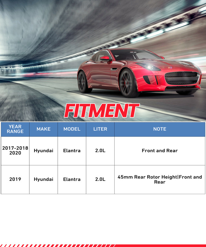 Front & Rear Drilled Rotors + Ceramic Brake Pads for 2017 - 2020 Hyundai Elantra gallery