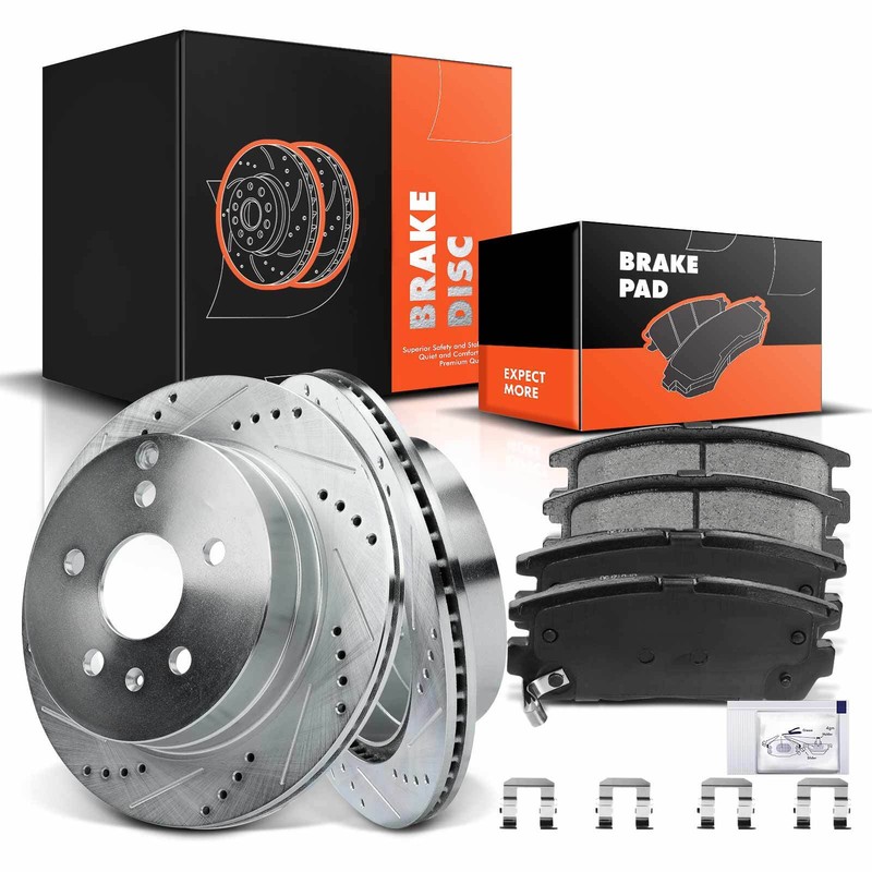Rear Drilled Brake Rotors & Ceramic Brake Pads for Chevrolet Equinox GMC Terrain