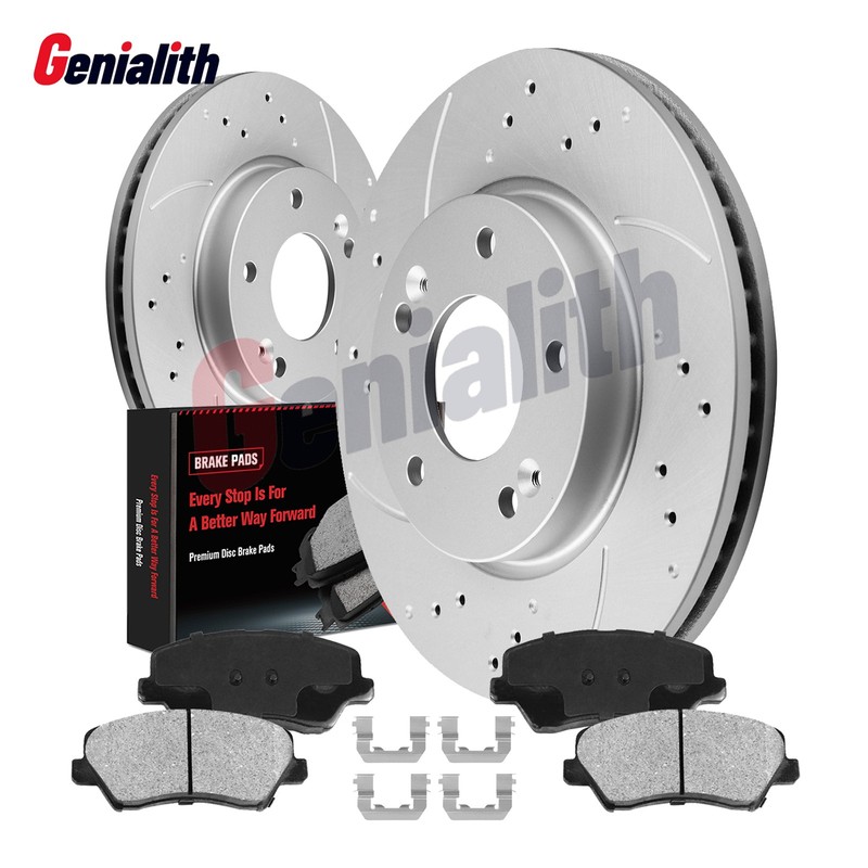 Front Drilled Brake Rotors & Ceramic Brake Pads for Hyundai Elantra Veloster Kia