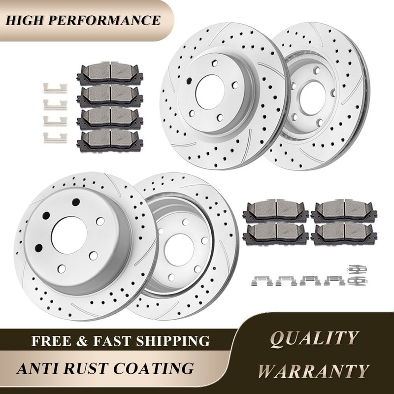 Front Rear Drilled Rotors Brakes Pads Kit Fit for Silverado Sierra Yukon XL 1500