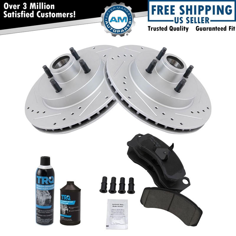 Front Ceramic Brake Pad & Performance Coated Rotor Kit w/Chemicals