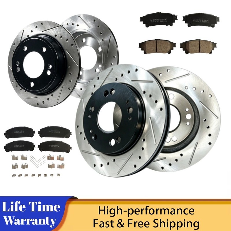 Front Rear Drilled Rotors Brake Pads for Lexus RX350 RX450h Toyota Sienna 2011