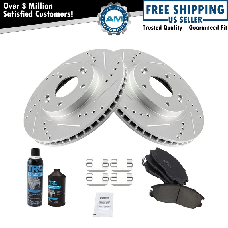 Front Ceramic Pad & Performance Coated Rotor Kit w/Chemicals