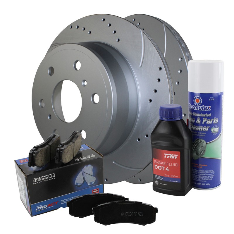 Rear Brake Kit Drilled 345mm Disc Akebono Ceramic Pad For Cadillac Chevrolet GMC