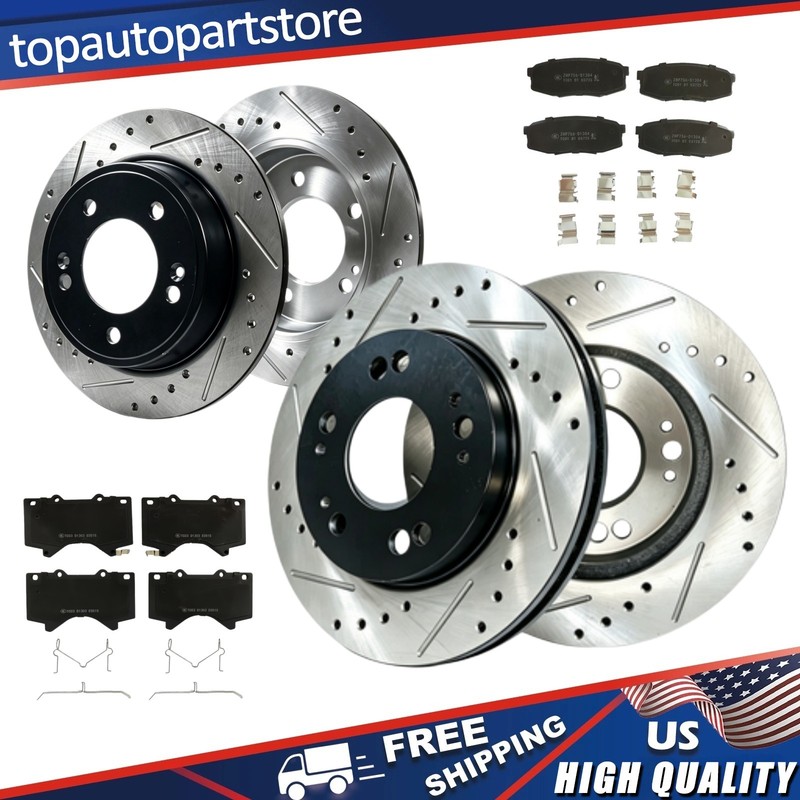 Front Rear Drilled Rotor brake Pad For 2019 2018-2021 Lexus LX570 Toyota Sequoia