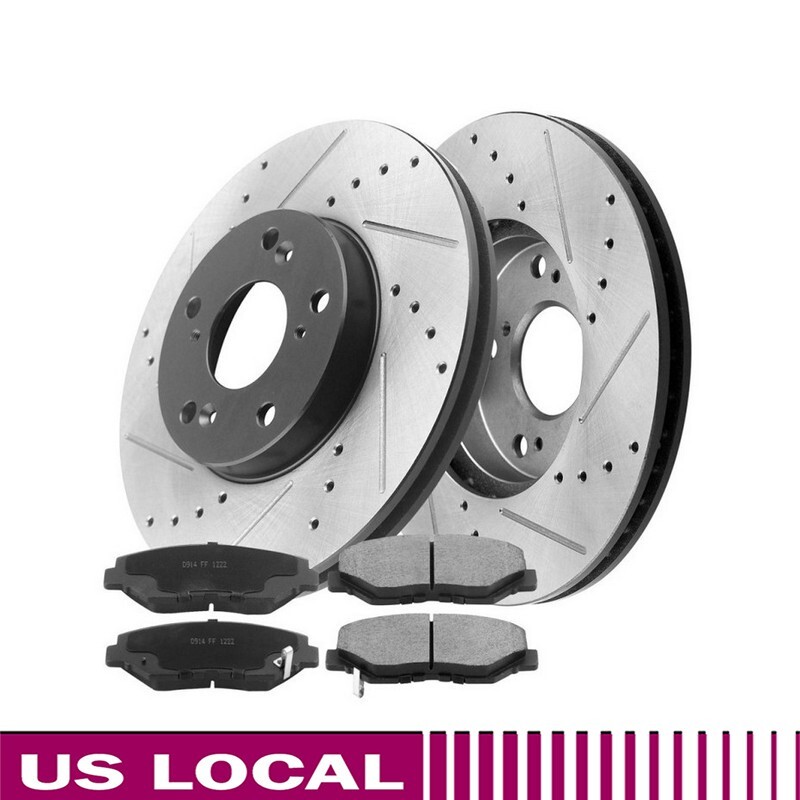 Front Drilled Disc Brake Rotors Ceramic Brake Pads for Honda Accord CR-V 02-17