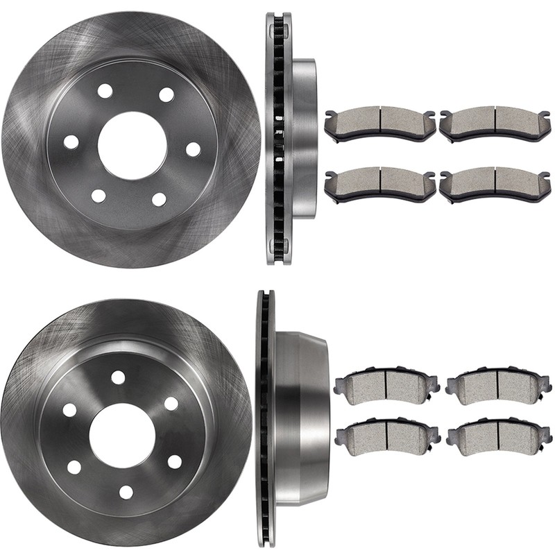 F & R Disc Brake Rotors And Ceramic Pads Fits Chevrolet Silverado 1500 5.3L