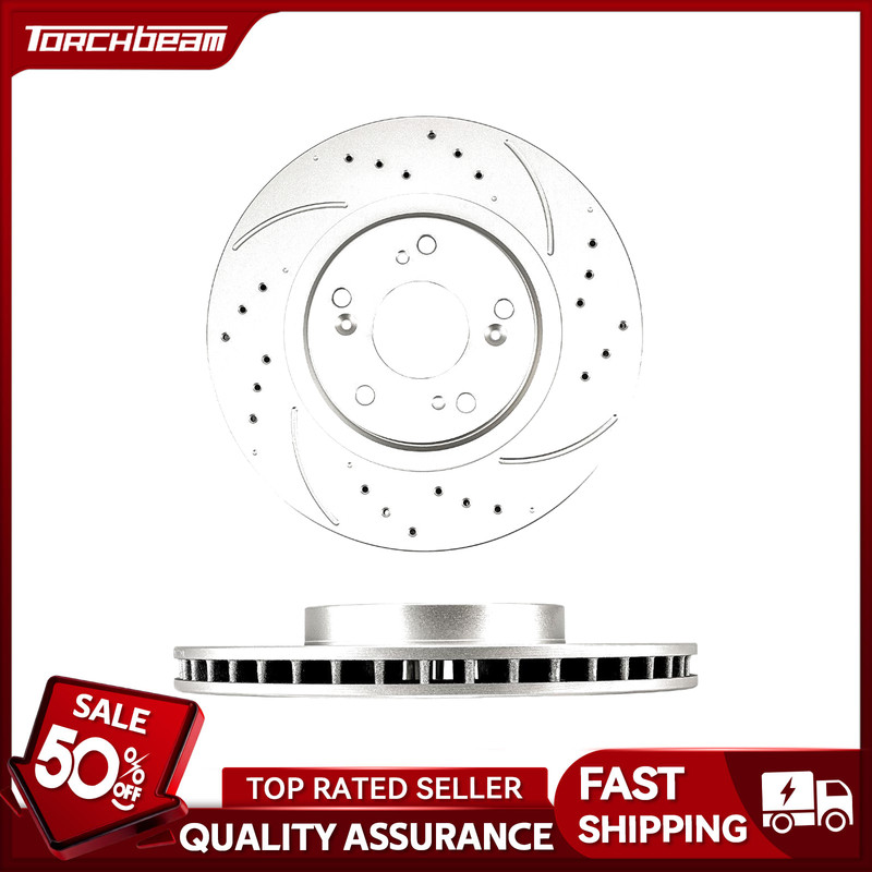 Set of 2 Front Drilled & Slotted Brake Rotors for 2002-2006 Acura RSX All engine