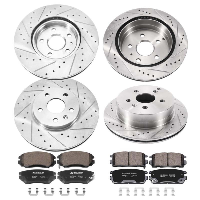 Front Rear Drilled Rotors Brake Pads Fit for 2010-2017 GMC Terrain Chevy Equinox