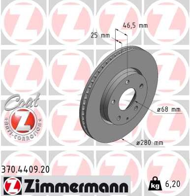 Zimmermann 370.4409.20 Brake Disc for Mazda
