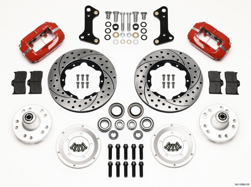 Wilwood 140-10996-DR Front Brake Kit For GM 1967-69 11in Dynalite Red Drilled