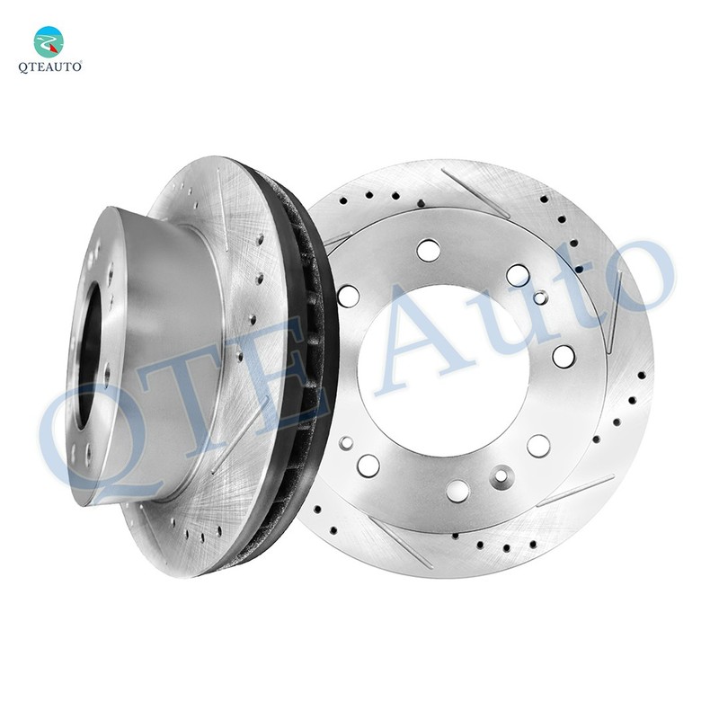 Front 355mm Drilled Brake Disc Rotors For 2011-2018 Chevrolet Silverado 3500 HD