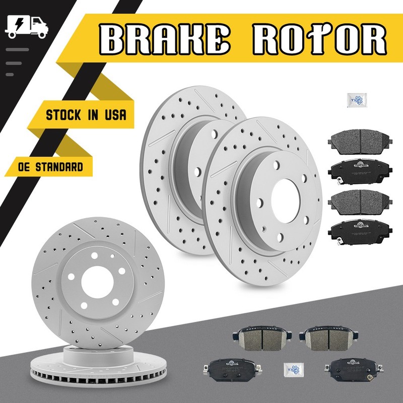AWD Front Rear Drilled Disc Brake Rotors Ceramic Pads For Mazda CX-3 2019-2022
