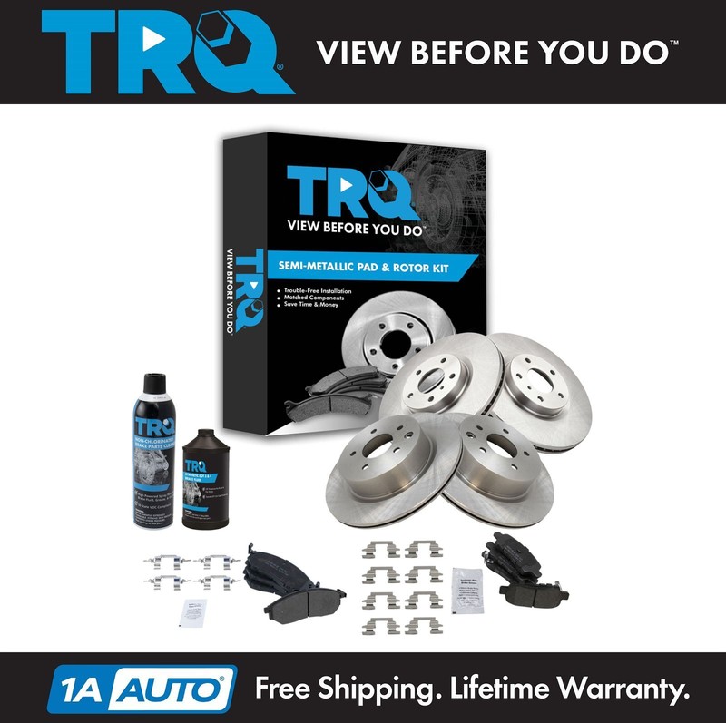 TRQ Front Rear Premium Posi Metallic Pad & Brake Rotor w/Chemicals