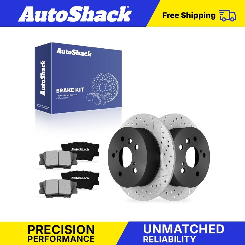 Rear Drilled Slotted Brake Rotors Ceramic Pads for Toyota, Camry 2012-2017