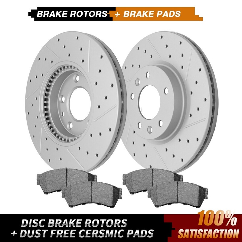 Front Drilled Brake Rotors + Ceramic Brake Pads For 2006-2012 Fusion Mazda 6 MKZ