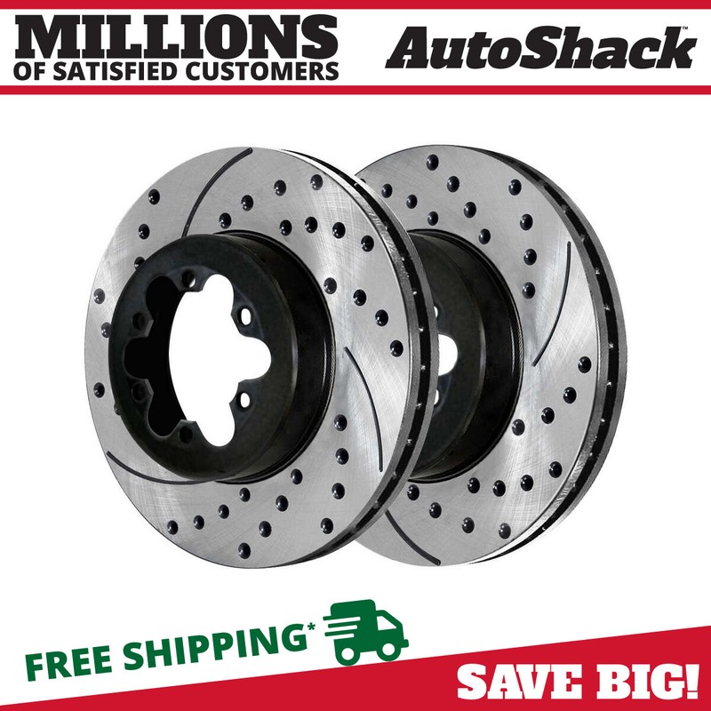 Front Drilled Slotted Brake Rotors Black Pair 2 for Chevy Colorado GMC Canyon