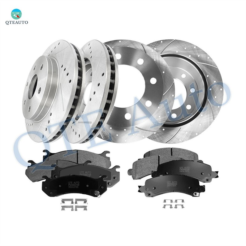 12 331-330 Drilled Brake Rotors-Brake Pad To 2003-2006 Chevy Express 2500 6 Stud