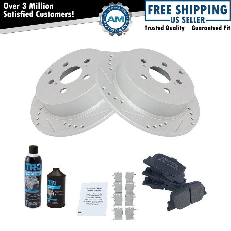 Performance Drilled Slotted Rotor & Metallic Brake Pad Rear Kit w/Chemicals