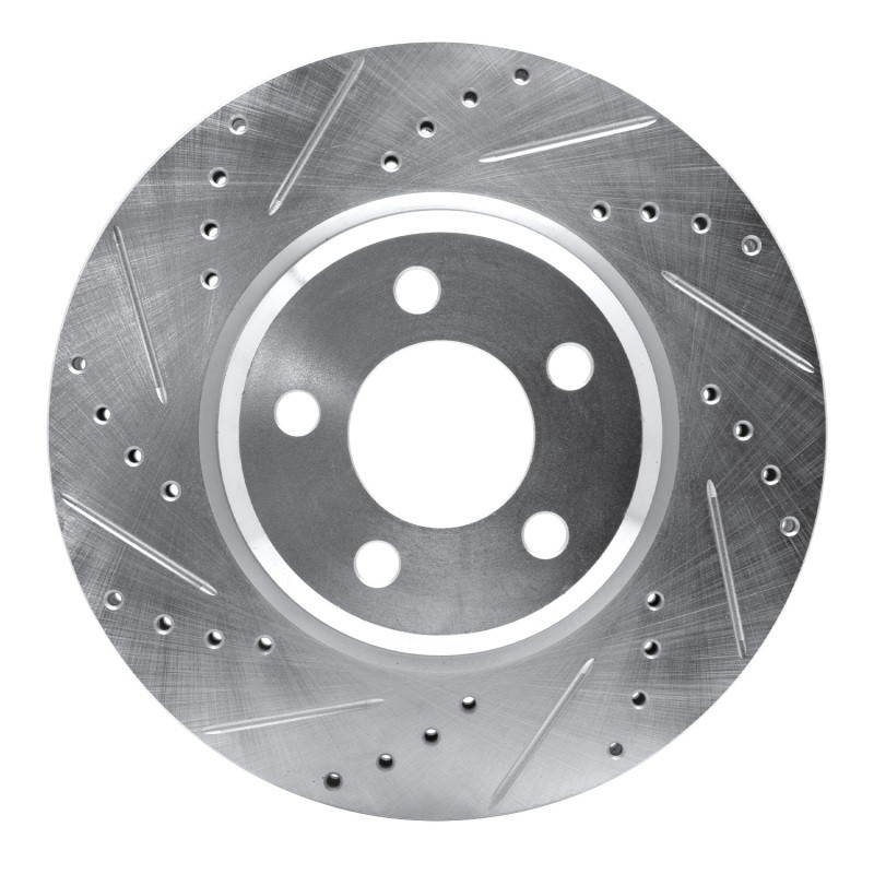 R1 for 09-23 Dodge Challenger Front Left Drilled & Slotted Silver Brake Rotor