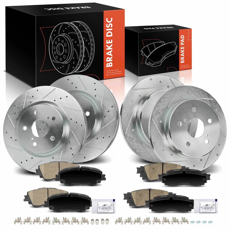 Drilled Brake Rotors & Ceramic Pads for Toyota RAV4 2019-2021 Lexus Front & Rear